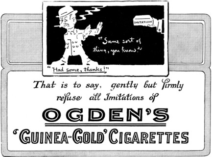 Advertisement for Ogden's 'Guinea-Gold' Cigarettes, 1898. Creator: Unknown.