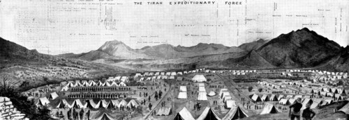 With the Tirah Expeditionary Force: bird's eye view of...Barkai Camp, Bara Valley, 1898. Creator: Unknown.