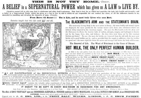 Advertisement for Eno's 'Fruit Salt', 1898. Creator: Unknown.