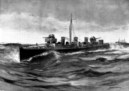 The Spanish-American War: gun practice on board a Spanish torpedo-boat destroyer, 1898. Creator: Unknown.
