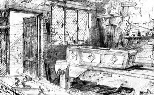 The Death of Mr. Gladstone: in the carpenter's shop, Hawarden, 1898. Creator: Unknown.