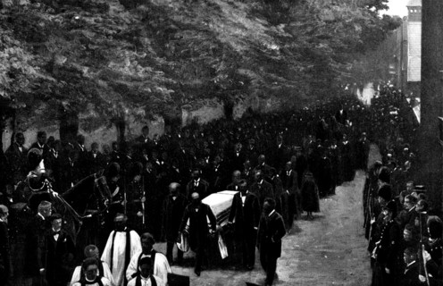 The Funeral of Mr. Gladstone: the procession passing the corner of Church Street, Hawarden, 1898. Creator: Unknown.