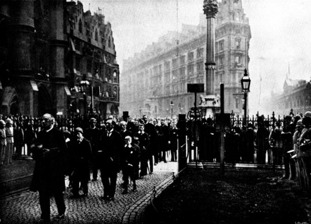 The Funeral of Mr. Gladstone: ...the Rev. Stephen Gladstone, entering the Abbey, 1898. Creator: SB Bolas & Co.