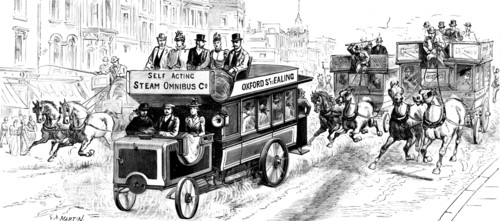 Motors in London: omnibus running from Oxford Circus to Ealing, 1898. Creator: Unknown.