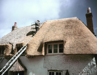 Thatching at Little Waddon, Dorset, c1955-1970. Creator: Arthur Charles Kirby Ware.