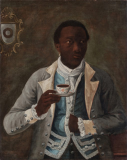 Portrait of an Elegantly-Attired Man Holding a Porcelain Cup and Saucer, 18th century. Creator: Anonymous.