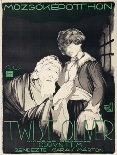 Movie poster "Oliver Twist" by Márton Garas, 1919. Creator: Bednar, Janos (1886-1932).