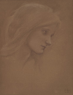 Head of a young girl. Creator: Burne-Jones, Sir Edward Coley (1833-1898).