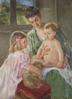Children Playing with a Dog, 1907. Creator: Cassatt, Mary (1845-1926).