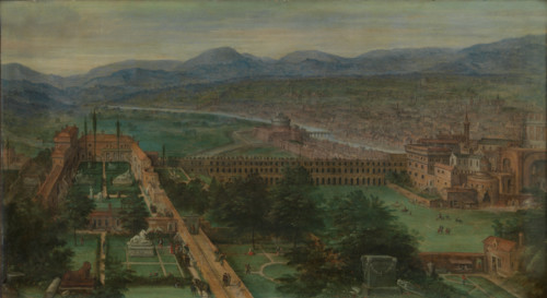 View of Rome (Belvedere Courtyard), 1589. Creator: Cleve, Hendrik van, III (ca 1525-1590).