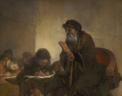 Homer dictating to scribes, 1660s. Creator: Gelder, Aert de (1645-1727).