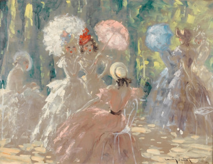At the Promenade. Creator: Icart, Louis Justin Laurent (1888-1950).