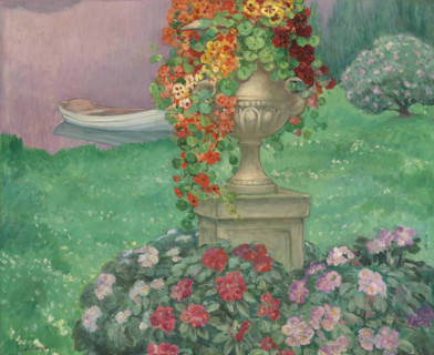 Aix-les-Bains, garden by the lake, c1920. Creator: Lebasque, Henri (1865-1937).