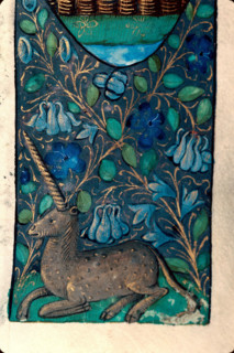 Unicorn (Initial). Breviarium Bisuntinum, 1463-1498. Creator: Maître de l'Échevinage de Rouen (active 1450-1485).