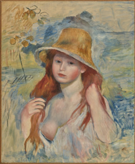 Young Girl with a Straw Hat, 1884. Creator: Renoir, Pierre Auguste (1841-1919).