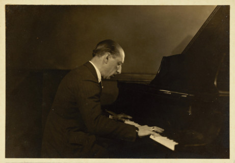 Igor Stravinsky at the piano in Aeolian Hall, New York, 1925. Creator: Scandlin, Horace (1880-1948).