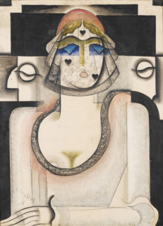 Portrait of a woman wearing a black veil. Creator: Scheiber, Hugo (1873-1950).