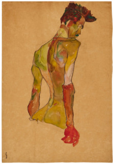 Male Nude in Profile Facing Right, 1910. Creator: Schiele, Egon (1890-1918).