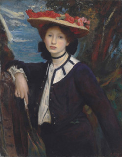 Portrait of a lady holding a parasol, 1904. Creator: Watson, George Spencer (1869-1934).