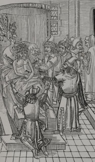 Mehmed II's soul is seized by the devil and Bajazet and Cem at his deathbed, 1481, (1496), 1877) Creator: Unknown.