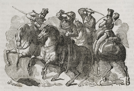 First Carlist War, (1833-1840): Attack to Balmaseda, the leader of the Carlist faction, 1842.  Creators: Manuel Miranda, Ortega.