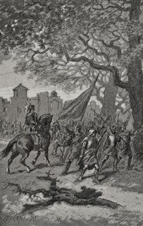Departure of the Barcelonians to help those besieged in San Adrián de Besós, 15th century, (1890). Creator: Joan Serra y Pausas.