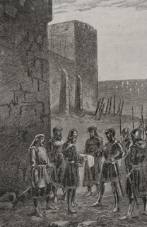 James and Charles of Anjou agreeing a truce next the walls of Gaeta, 1289 (1890). Creator: Unknown.