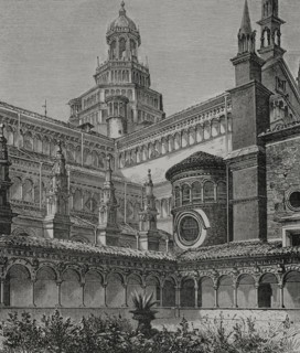 Small Cloister, Certosa di Pavia. Italy, 1877.  Creator: Jules Jean Marie Joseph Huyot.