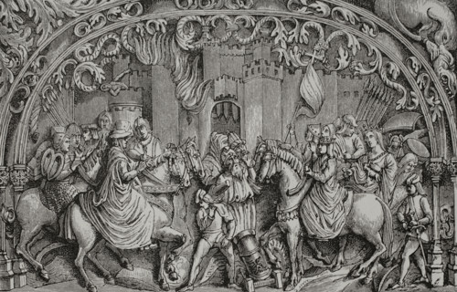 Granada War, (1482-1492): Surrender of the town of Montefrío, near Granada, 1486 (1877).  Creator: Unknown.