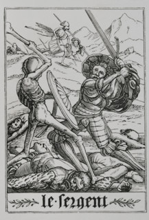The Sergeant from "The Dance of Death", 1547, (1877). Creator: Unknown.