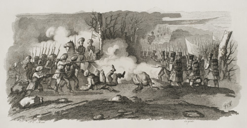 First Carlist War, (1833-1840): Battle of Alsasua, April 22, 1834, (1842).  Creator: Pedro Celestino Mare.