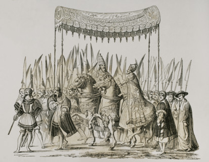 Coronation of Charles V, (1500-1558) as Holy Roman Emperor, (1519-1556)...in 1530, (1878). Creator: Unknown.