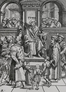 Adoption of orphan children in the Inferior Court of the Great Bailiwick, 1557 (1878). Creator: Unknown.