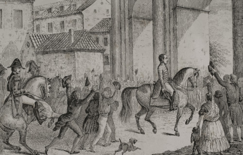 Triumphant entry of Ferdinand VII, (1784-1833) in Madrid, 1808, (1851).  Creator: Unknown.