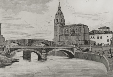 San Antón bridge, Bilbao, Spain, 1878.  Creator: Andrés Ovejero.