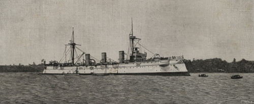 The Imperial German Navy protected cruiser SMS Kaiserin Augusta, (1892-1920), 1898. Creator: Tomás Carlos Capuz.