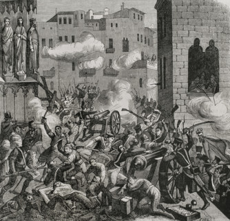 Siege of Tarragona, Peninsular War, (1808-1814), Catalonia, Spain, 1811 (1853). Creator: Ildefonso Cibera.
