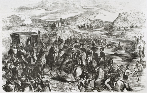Reception of Ferdinand VII on the River Fluvià  on his return from France, Spain, 1814 (1853).  Creator: Unknown.