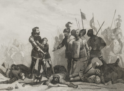 Battle of Aljubarrota, (14 August 1385), Hundred Years' War, 1853.  Creator: Antonio Roca Sallent.