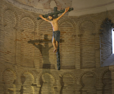 Christ crucified, Cristo de la Luz Shrine, Toledo, Castile-La Mancha, Spain, 2022.  Creator: LTL.