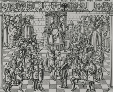 Pope Urban II, (1042-1099) preaching at the Council of Clermont, 1095, 1522 (1877).  Creator: Unknown.