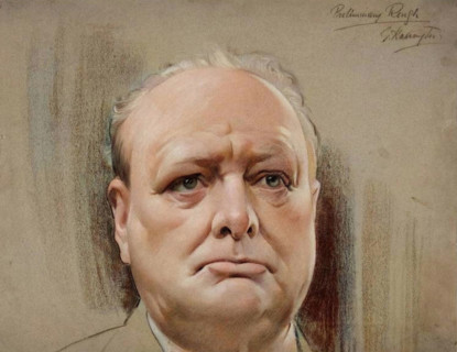 Winston Churchill, between 1939 and 1946. Creators: Central Office of Information, G Harington.