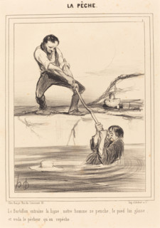 Le Barbillon entraine la ligne.., 1840.  Creator: Honore Daumier.