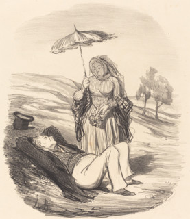 Une promenade conjugale, 1852. Creator: Honore Daumier.