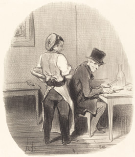 Mais, monsieur, je vous assure que c'est du vrai veau!..., 1852. Creator: Honore Daumier.