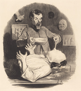 Un monsieur qui veut se donner la satisfaction d'avoir son masque, 1846.  Creator: Honore Daumier.