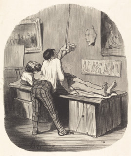 - Comment, St. Gervais a pris cette position là..., 1850. Creator: Honore Daumier.