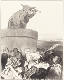 Le Constitutionnel contemplant l'horizon politique, 1849. Creator: Honore Daumier.