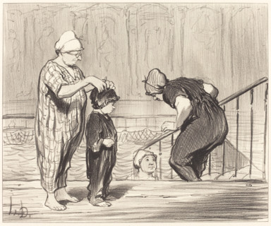 Les Baigneuses - en Famille, 1847. Creator: Honore Daumier.