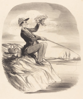Désagrément d'aller à la pêche..., 1847. Creator: Honore Daumier.